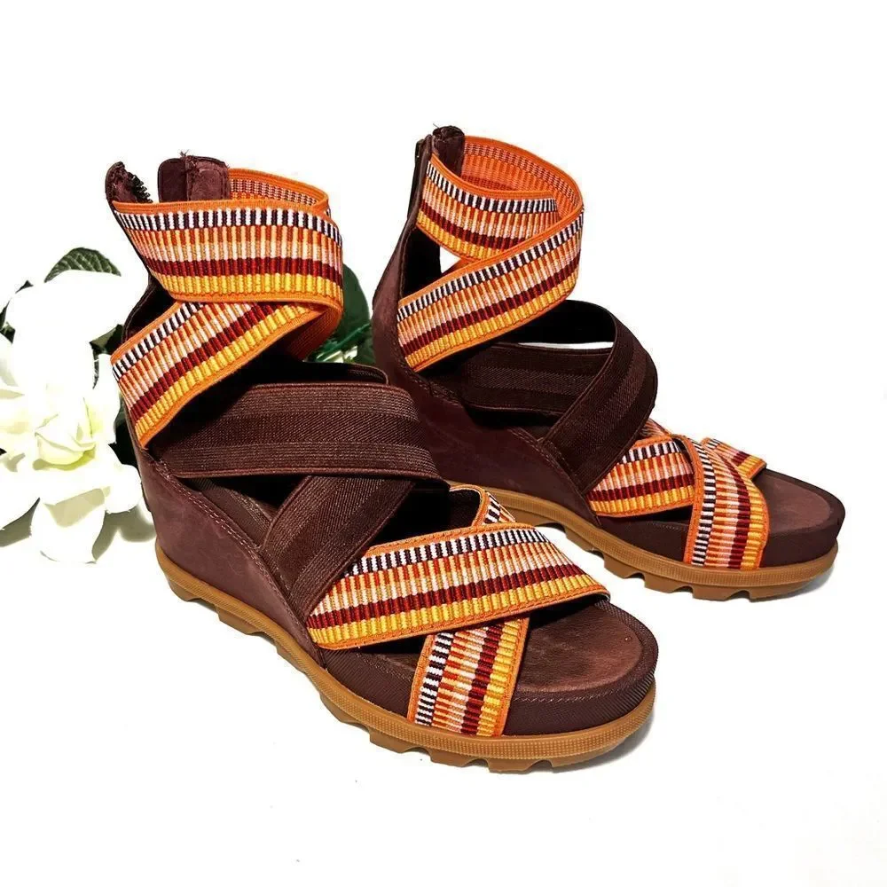 Sorel Joanie II Strap Wedge Sandal EUC Size [6.5 ] Burgandy - Picture 3 of 14